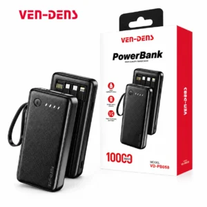 10000mAh Ven Dens Power Bank VD-PBO58 | 4 Cables