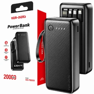 Ven Dens VD-PBO58 20000mAh Power Bank – 4 Cable Support